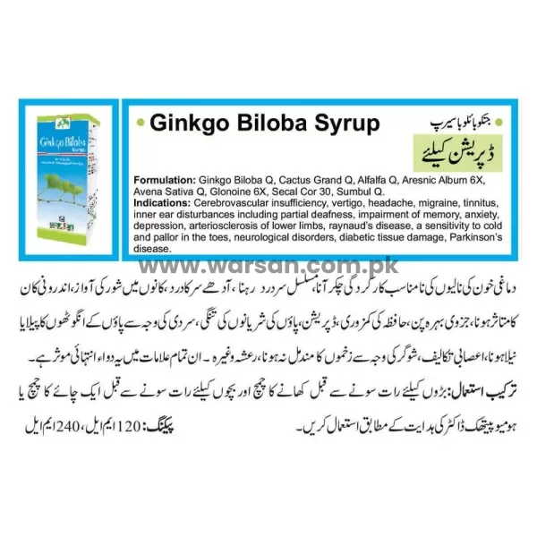 Gingko biloba elixir syrup for depression