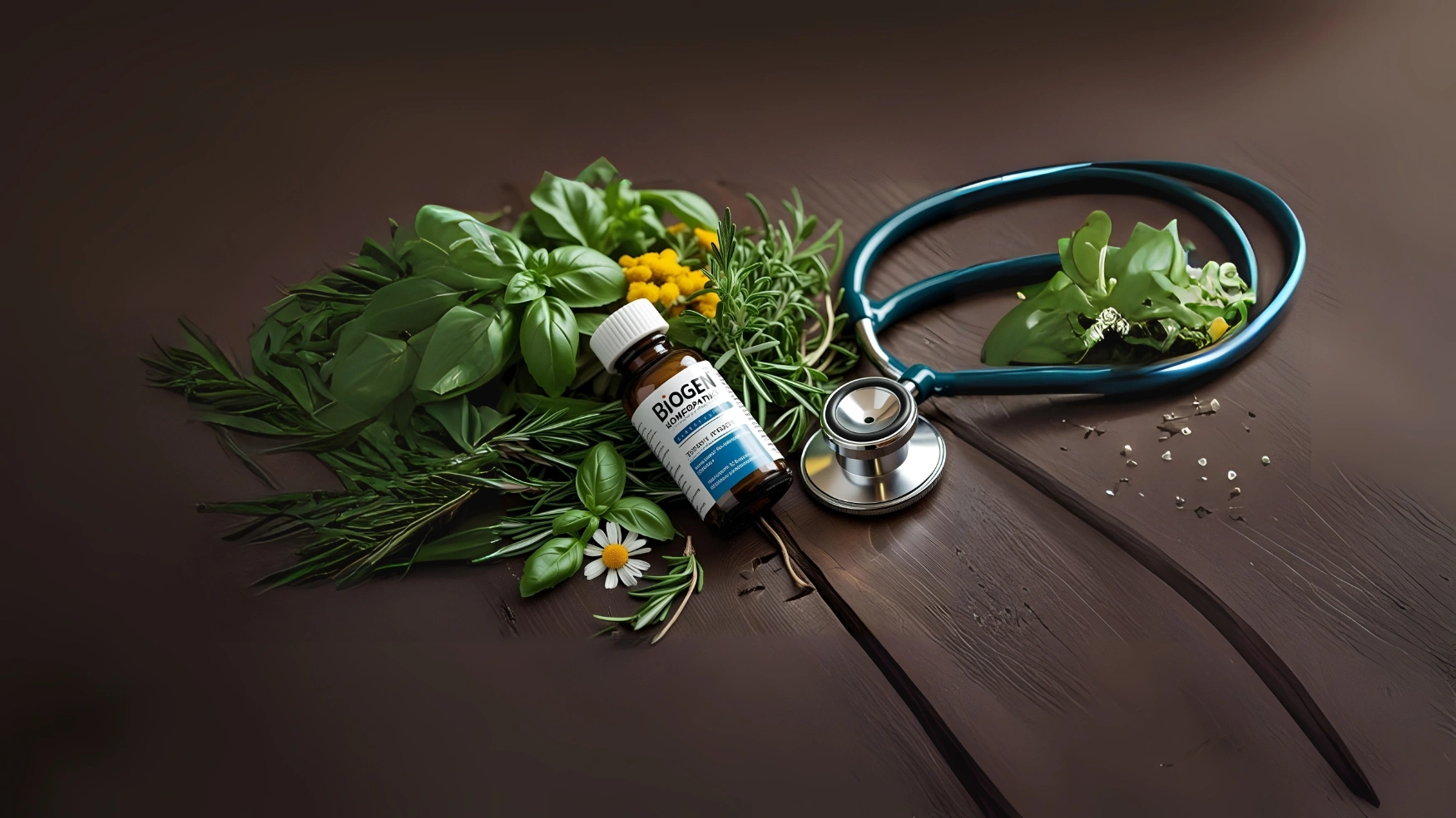 Biogen Homeopathic Medicine Bottle with Natural Background
