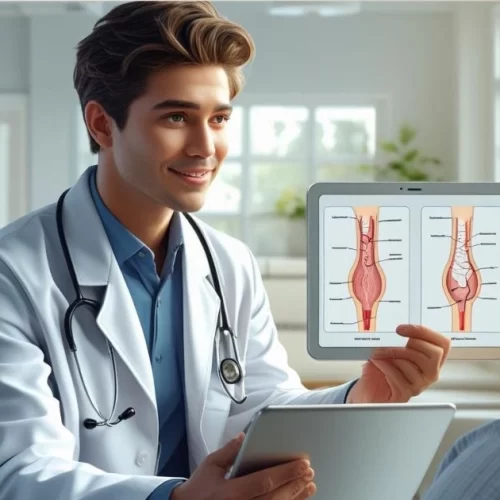 Male doctor discussing cervical cancer care