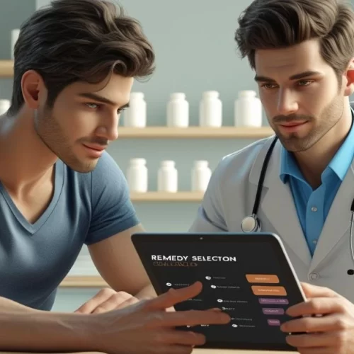 Patient consulting a homoeopath for personalized remedy plan for pica treatment.