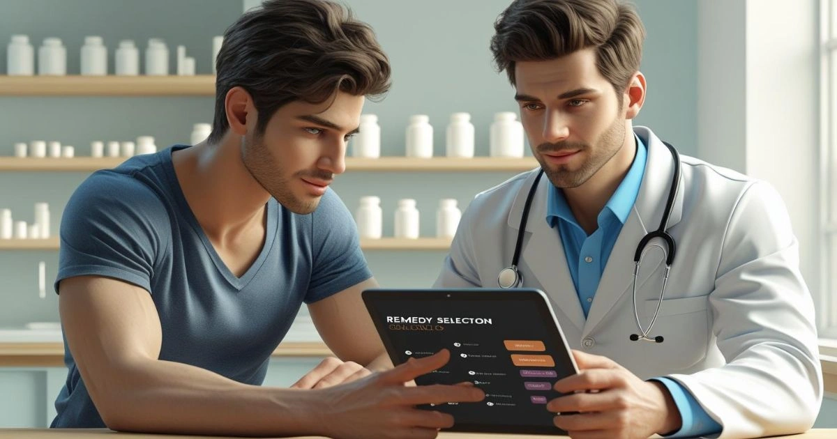 Patient consulting a homoeopath for personalized remedy plan for pica treatment.