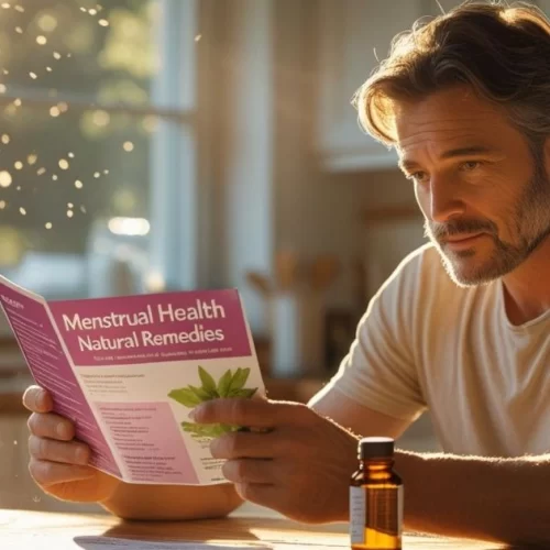 Father learning about menstrual health with homoeopathy
