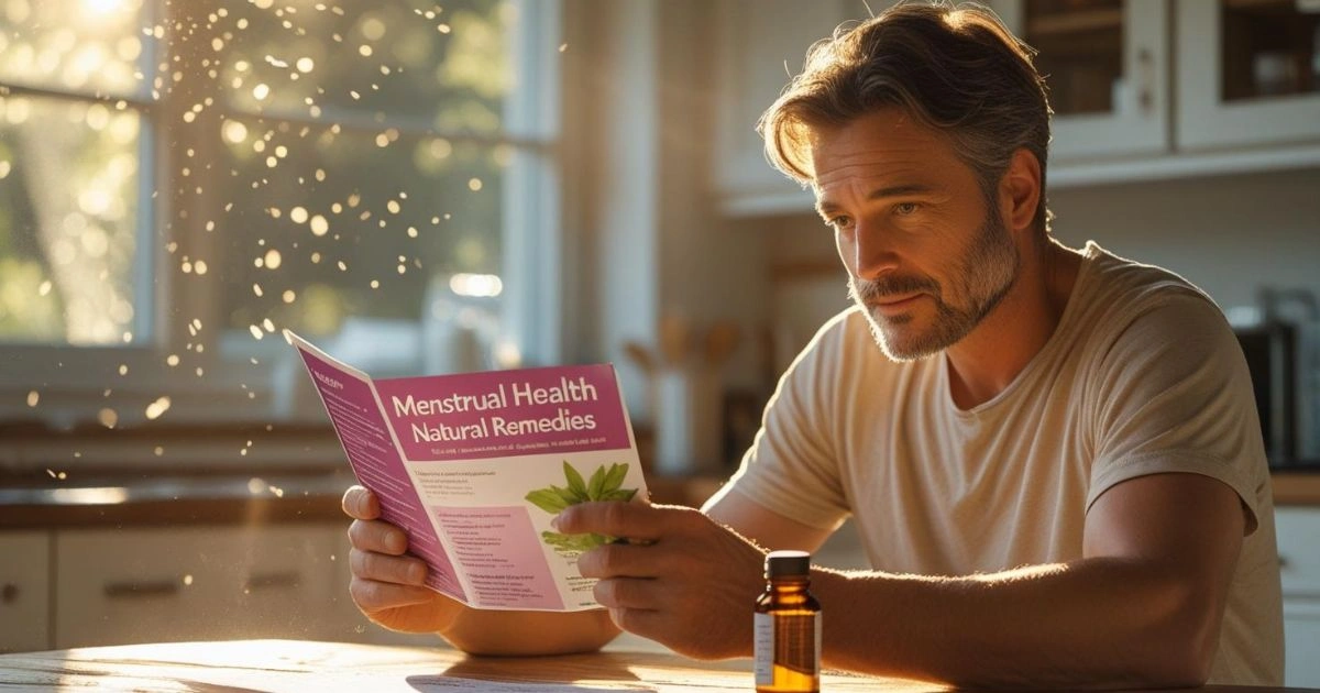 Father learning about menstrual health with homoeopathy