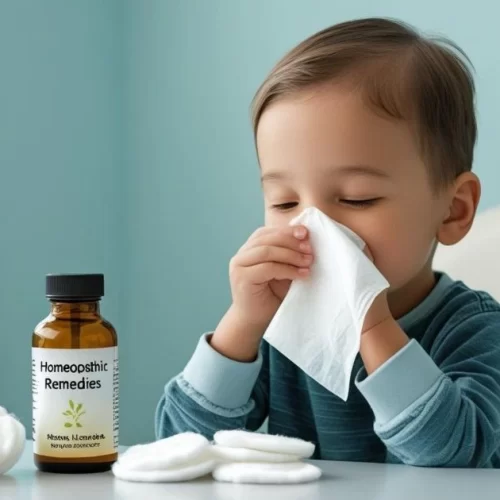 Homeopathic treatment for nose bleeds using natural remedies.