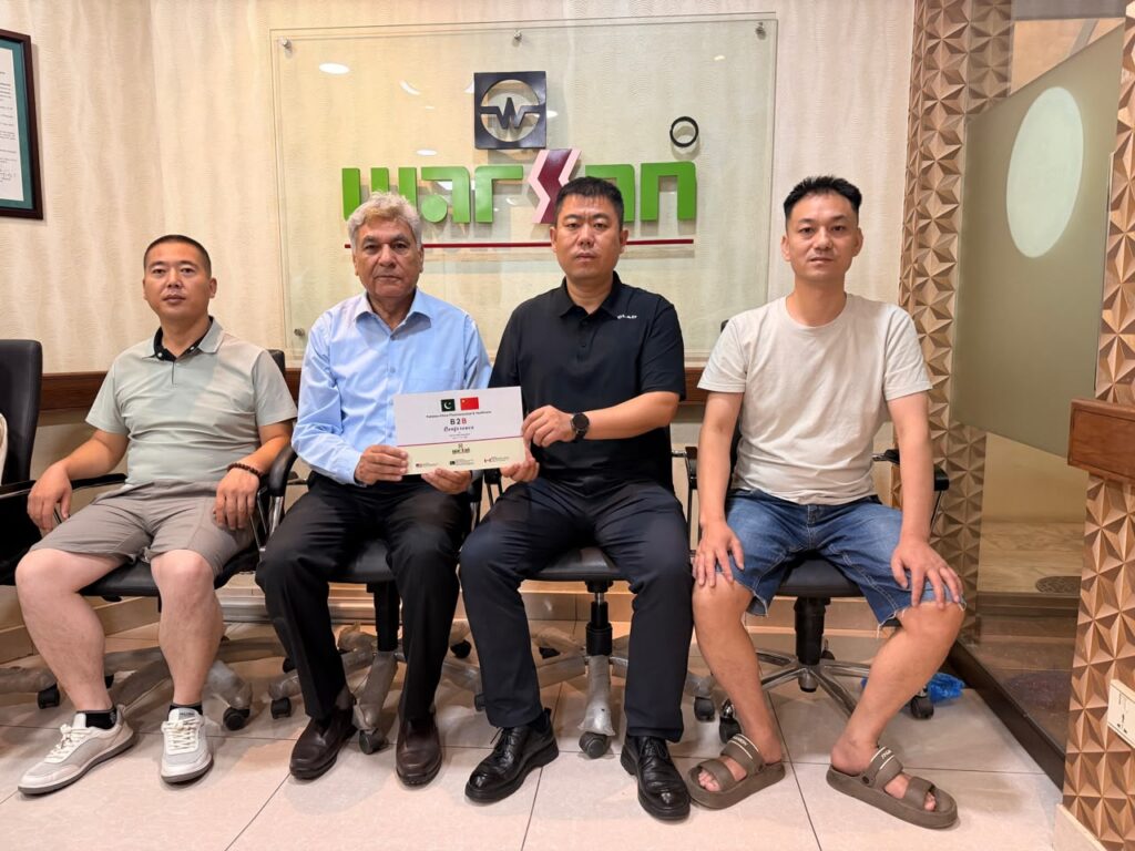 Warsan executives and representatives from a Chinese pharmaceutical company during a strategic partnership meeting at Warsan Head Office in Lahore following the Pakistan–China Pharmaceutical & Healthcare B2B Investment Conference 2026.
