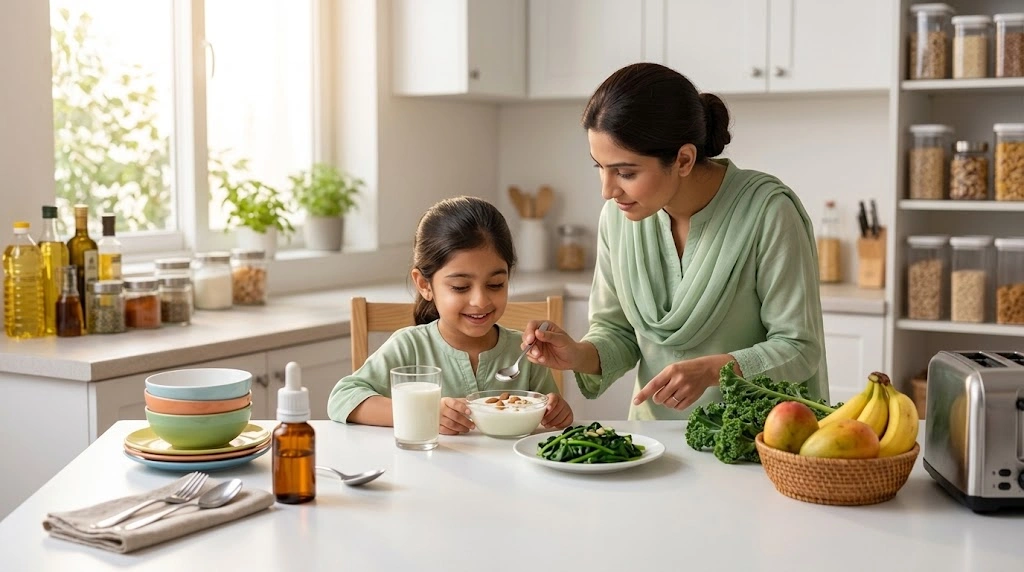 Calcium-rich foods and homeopathic remedies for children's growth