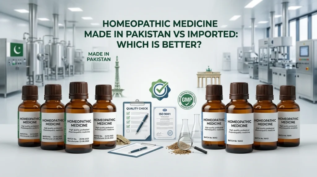Comparison of locally made Pakistani and imported German homeopathic medicine