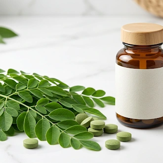 Moringa leaves and tablets showing moringa homeopathic benefits in Pakistan